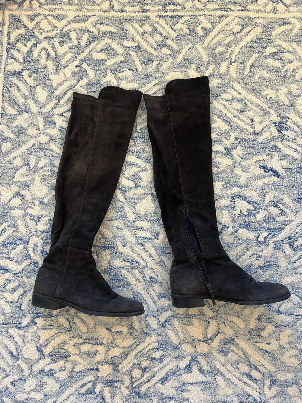 Stuart Weitzman Grey/Black Over-the-Knee Suede Boots